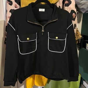 CELINE Paris black Logo pullover